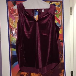 Red Velvet Sleeveless Blouse